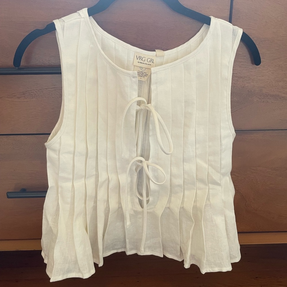 NWT Vrg Grl Valeria Linen Top White